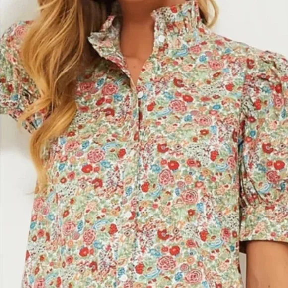 Floral Ruffle Collar Dress - Picture 2 of 3